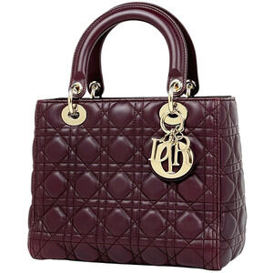 Christian Dior Lady handbag leather Burgundy Red